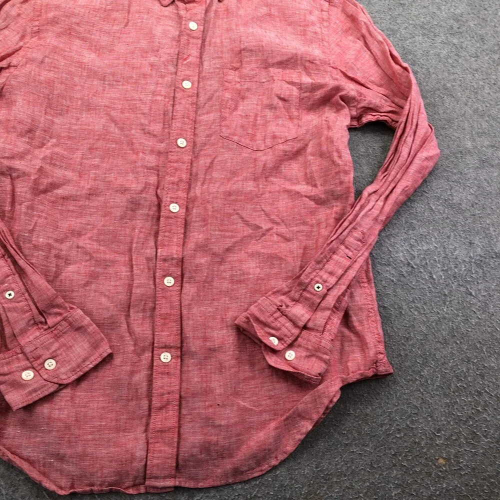 Banana Republic Shirt Mens Medium Red Linen Long Sleeve Button Down Camden Fit